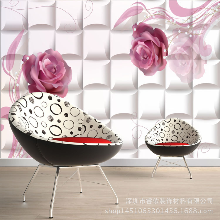 简约3D立体玫瑰壁画 为客厅卧室注入艺术灵魂